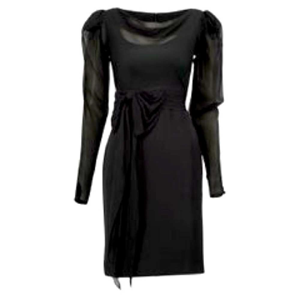 MARCHESA Black Silk Cocktail Dress